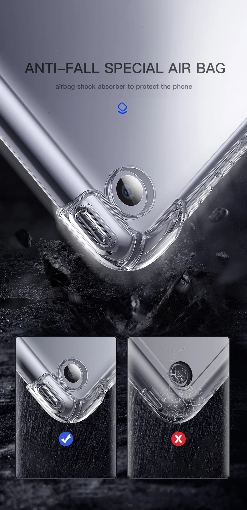 Shockproof Silicone Case For iPad Air 2 9.7‘’ 2014 A1566 A1567 air2 9.7 TPU Flexible Bumper Clear Transparent Back Cover