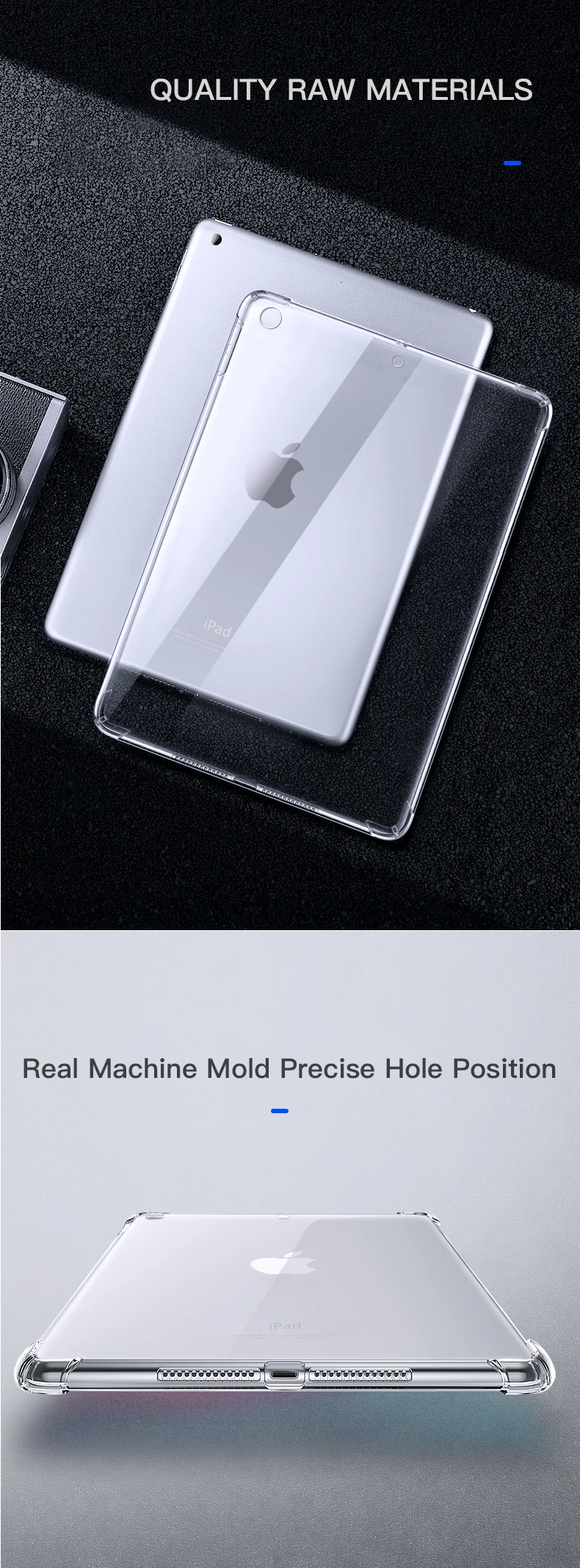 Shockproof Silicone Case For iPad Air 2 9.7‘’ 2014 A1566 A1567 air2 9.7 TPU Flexible Bumper Clear Transparent Back Cover