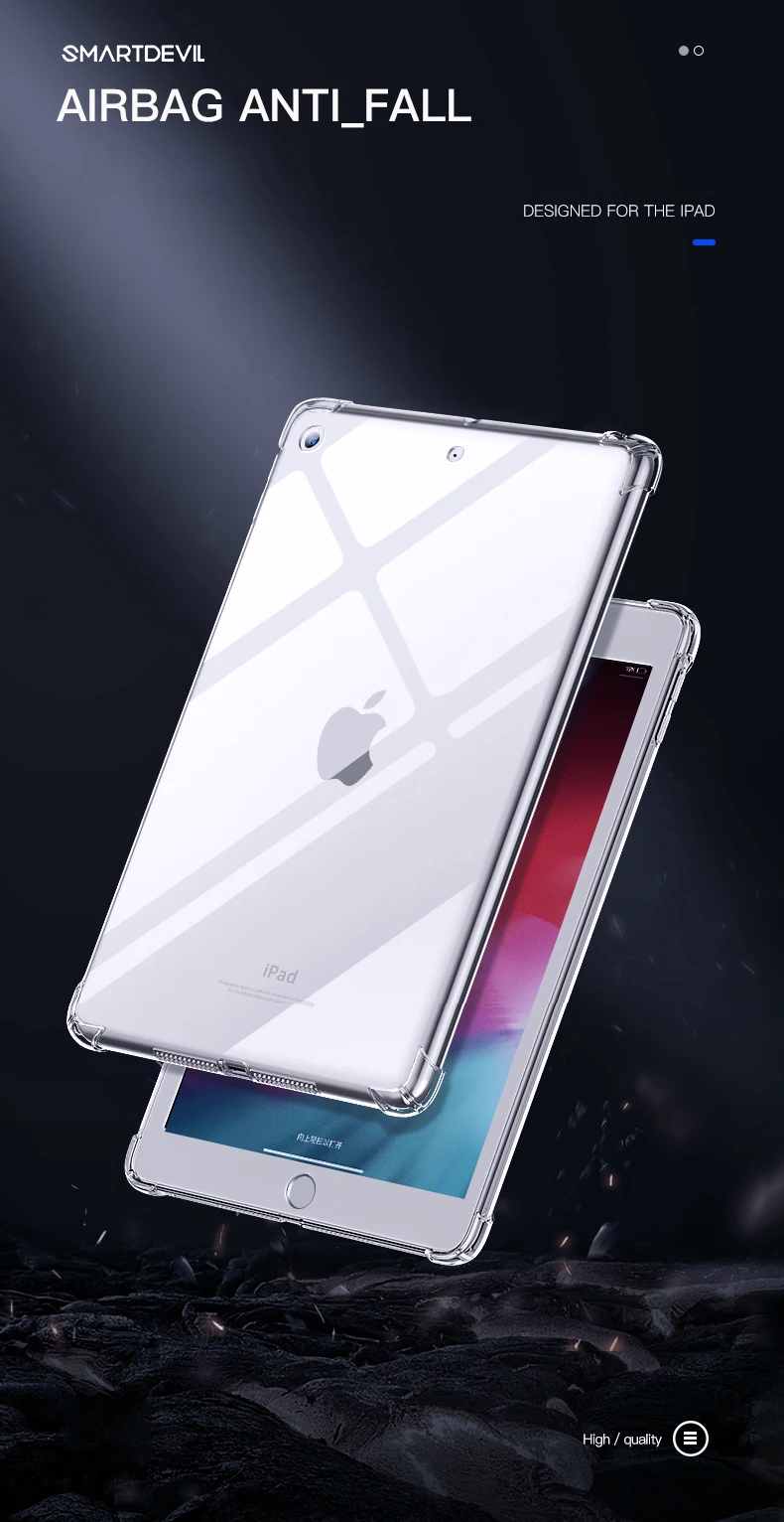 Shockproof Silicone Case For iPad Air 2 9.7‘’ 2014 A1566 A1567 air2 9.7 TPU Flexible Bumper Clear Transparent Back Cover