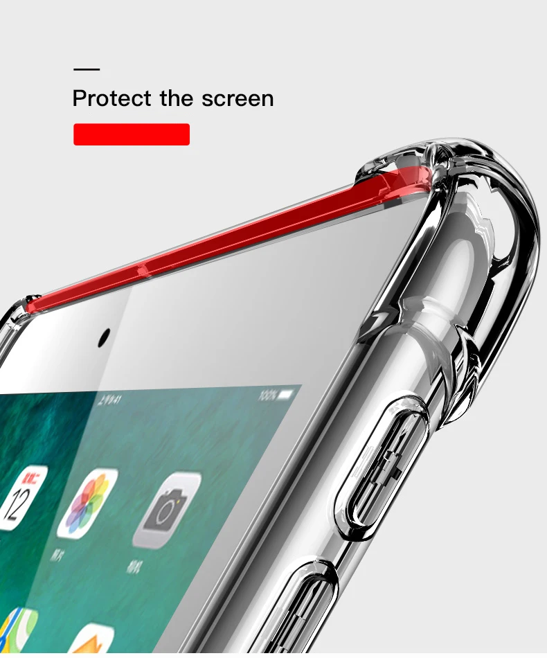Shockproof Silicone Case For iPad Air 2 9.7‘’ 2014 A1566 A1567 air2 9.7 TPU Flexible Bumper Clear Transparent Back Cover