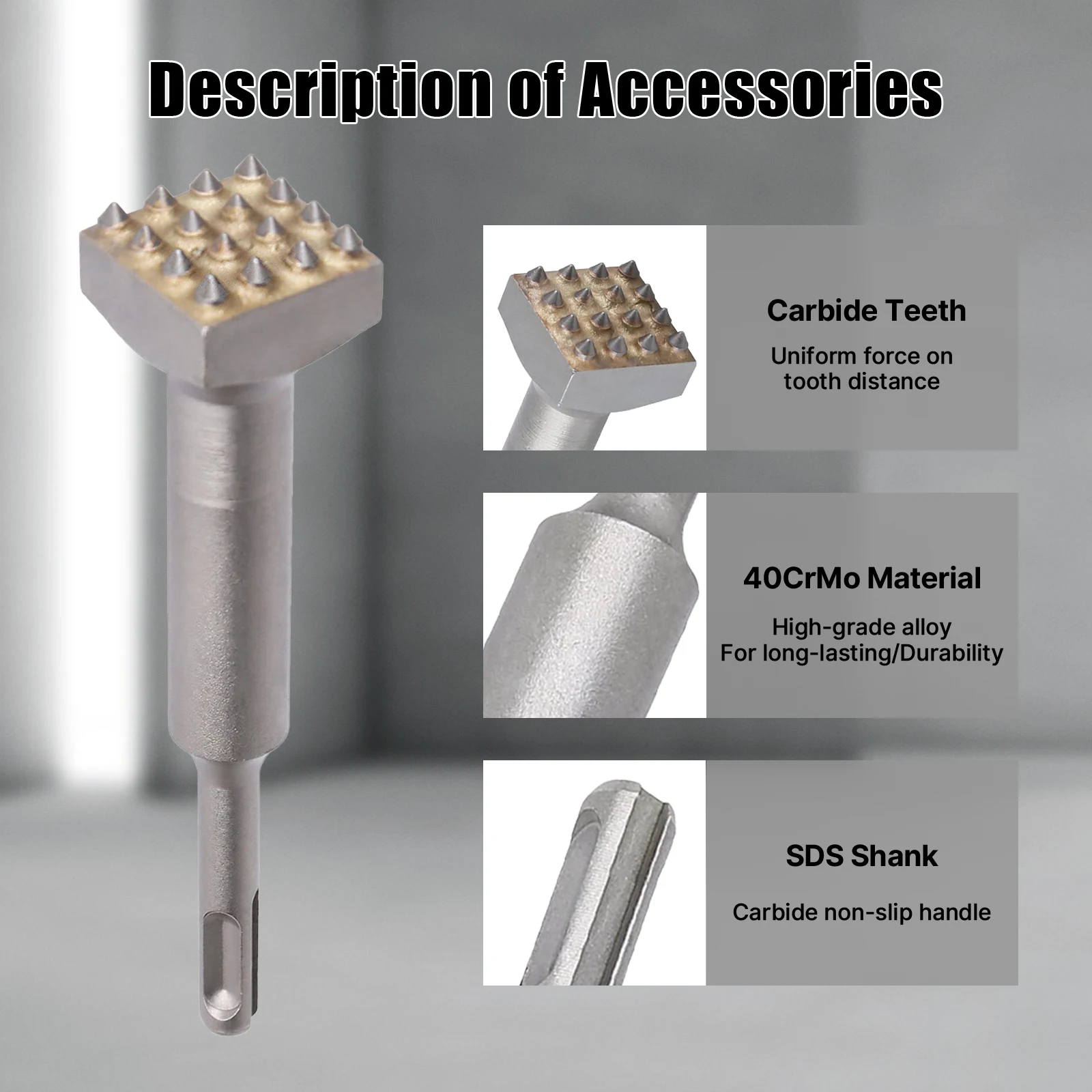 12/16Teeth SDS PLUS Shank Electric Hammer Carbide Chisel Drill Bit For Gouging The Surface Of Concrete Cement Wall Slab Viaduct