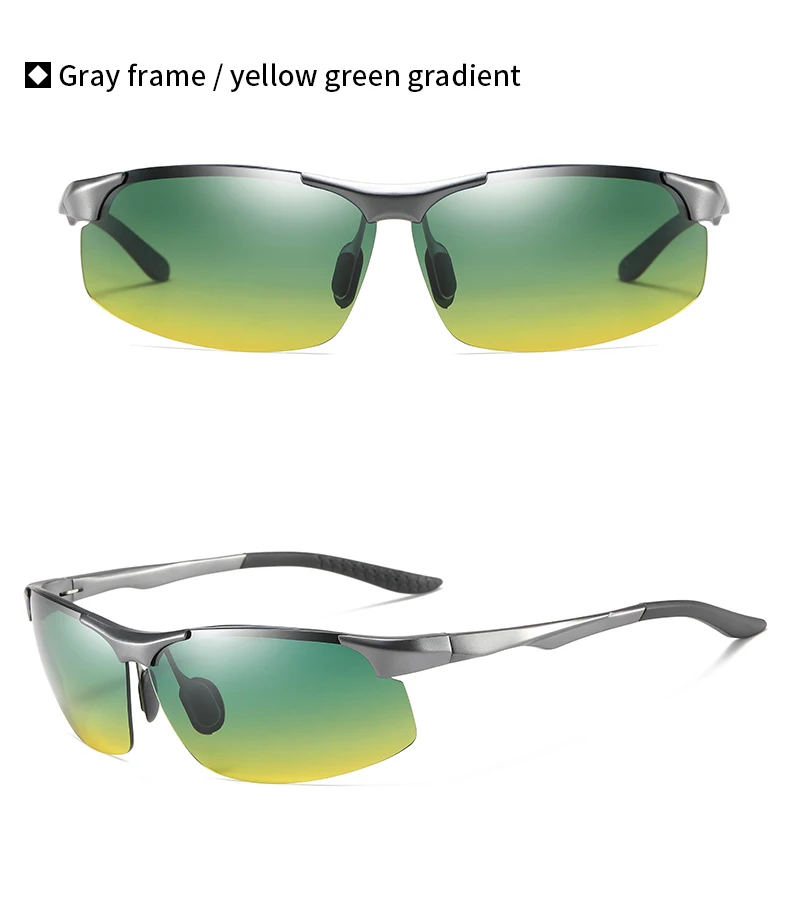 Sunglasses For Men Fashion Day Glasses For Night Vision Photochromic Outdoor Driving Rimless Male Polarized UV400 Lens VT2173