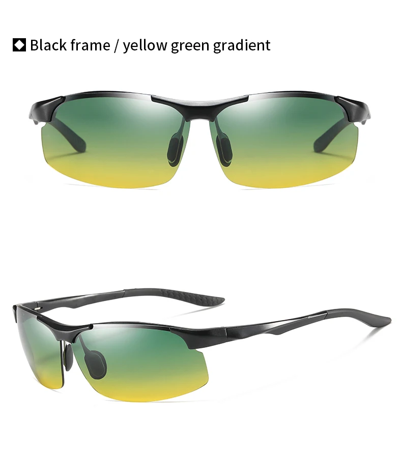 Sunglasses For Men Fashion Day Glasses For Night Vision Photochromic Outdoor Driving Rimless Male Polarized UV400 Lens VT2173