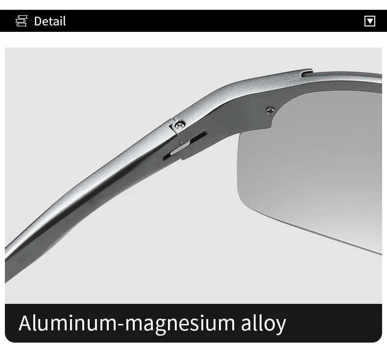 Sunglasses For Men Fashion Day Glasses For Night Vision Photochromic Outdoor Driving Rimless Male Polarized UV400 Lens VT2173