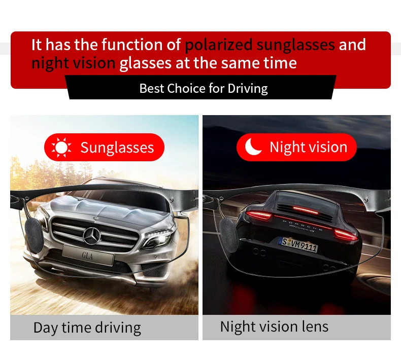Sunglasses For Men Fashion Day Glasses For Night Vision Photochromic Outdoor Driving Rimless Male Polarized UV400 Lens VT2173