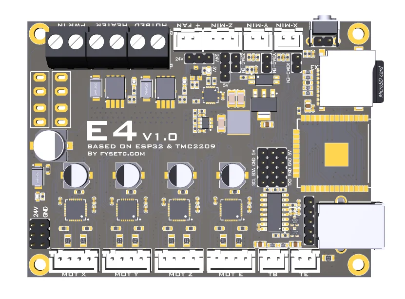 FYSETC E4 Board with Built-in Wi-Fi and Bluetooth 4 pcs TMC2209 240MHz 16M Flash 3D Printer Control Board Based for 3D Printer