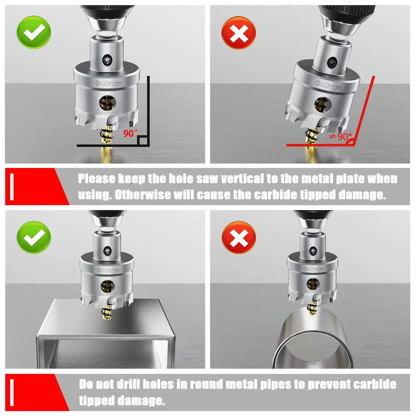 1Pc TCT Hole Saw Carbide Tipped Hole Cutter With Steel-Plated Pilot Drill Bit For Metal Stainless Steel Iron And Wood Hole Saw
