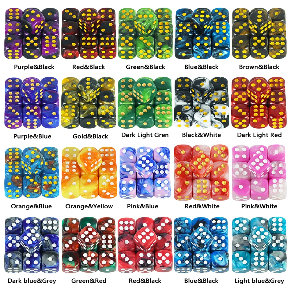 Mix Color Effect 12mm D6 Double Cube Playing for Gambling Board Game,Tabletop Game,games Poker Dice,