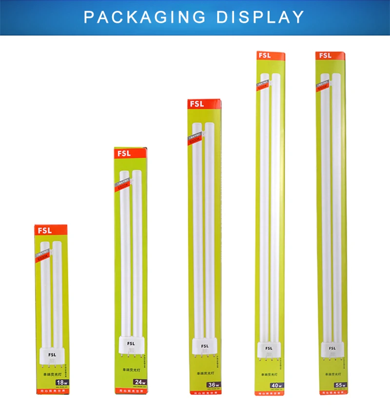 ZHMZH 18W 24W 36W 40W 55W Fluorescent Lamp 4 Pins Twin-Tube Energy-saving Light Base Energy Saving Tube H 2G11 White Yellow