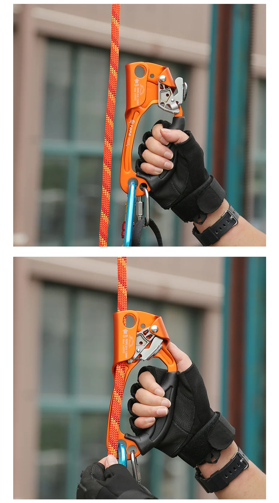 Outdoor Rock Climbing SRT Hand Ascender Device Mountaineer Handle Ascender Left Hand Right Hand Climbing EquipmentRope Tools