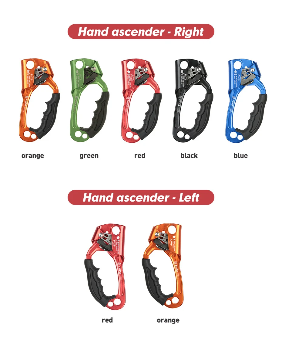 Outdoor Rock Climbing SRT Hand Ascender Device Mountaineer Handle Ascender Left Hand Right Hand Climbing EquipmentRope Tools