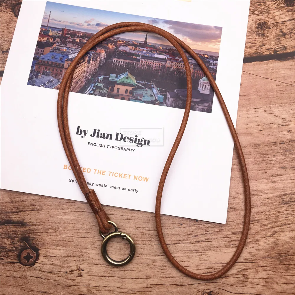 Genuine Leather Cell Phone Lanyard Neck Strap Holder Key Lanyard ID Badge Holders Phone Neck Straps with Keyring For iPhone
