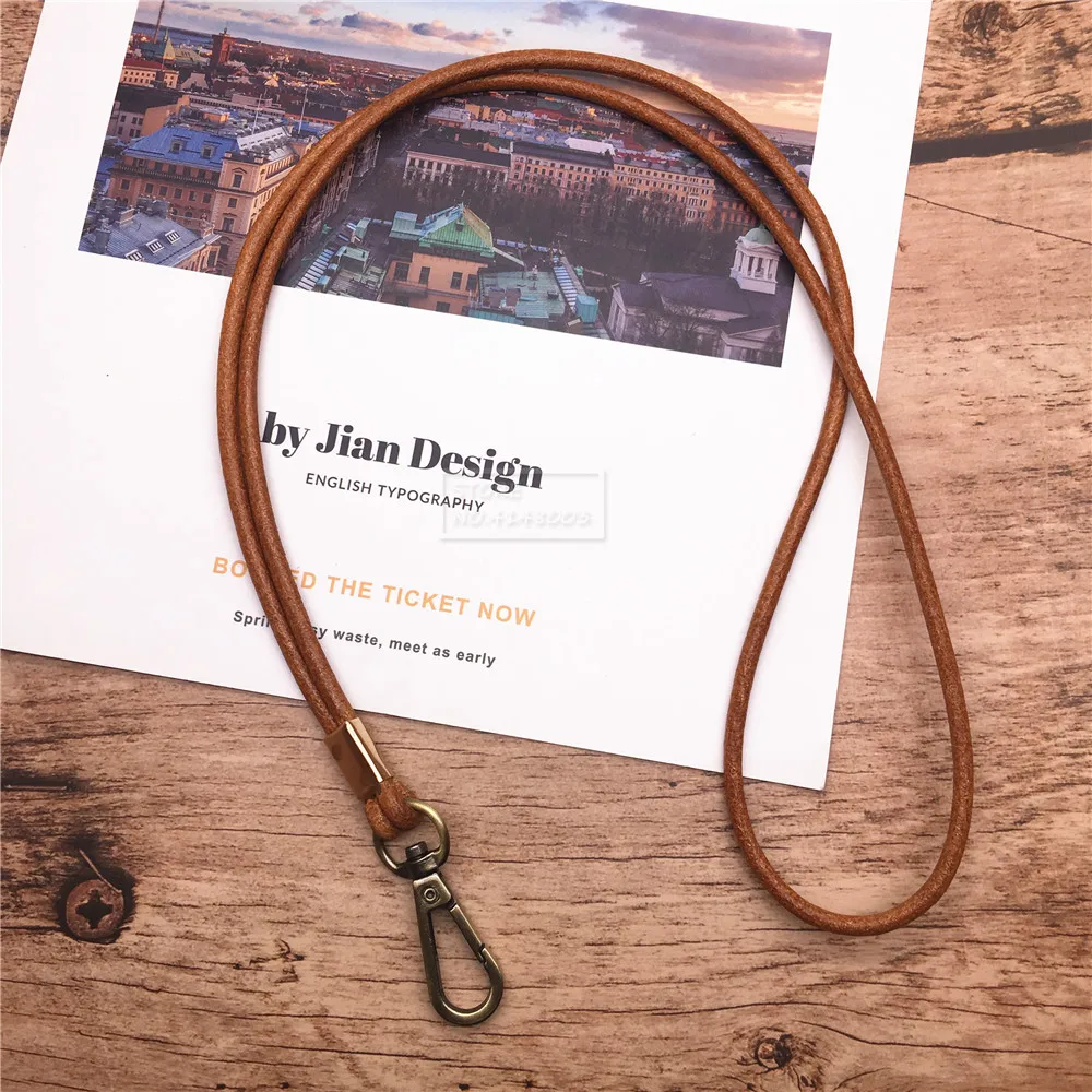 Genuine Leather Cell Phone Lanyard Neck Strap Holder Key Lanyard ID Badge Holders Phone Neck Straps with Keyring For iPhone
