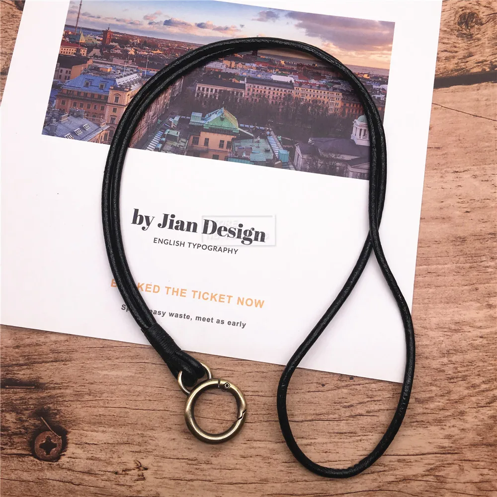 Genuine Leather Cell Phone Lanyard Neck Strap Holder Key Lanyard ID Badge Holders Phone Neck Straps with Keyring For iPhone