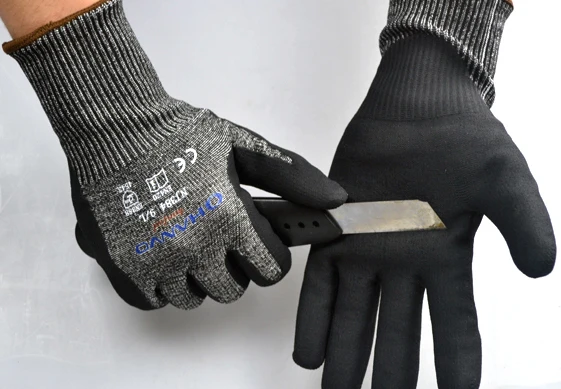 ANSI A4 Anti Cut Resistant Work Glove HPPE Micro Foam Nitrile Maxi High Flex Proof Glass Handling Butcher Safety Gloves