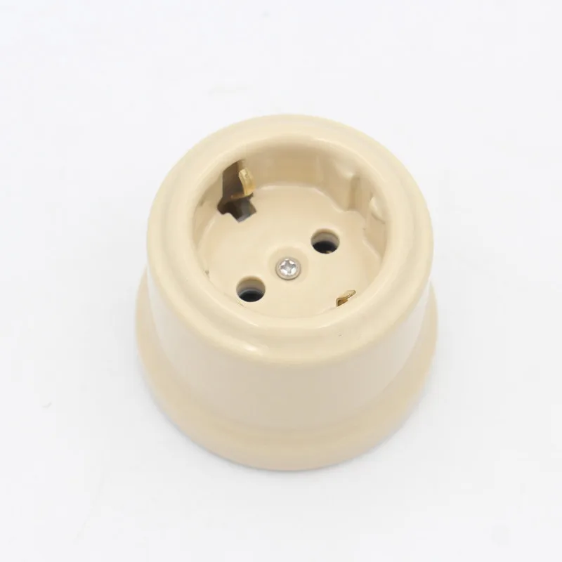 AC 220-250V 16A European Standard Grounded Ceramic Wall Socket Rewirable Female Wireless EU Electric Socket for DIY Home Decor