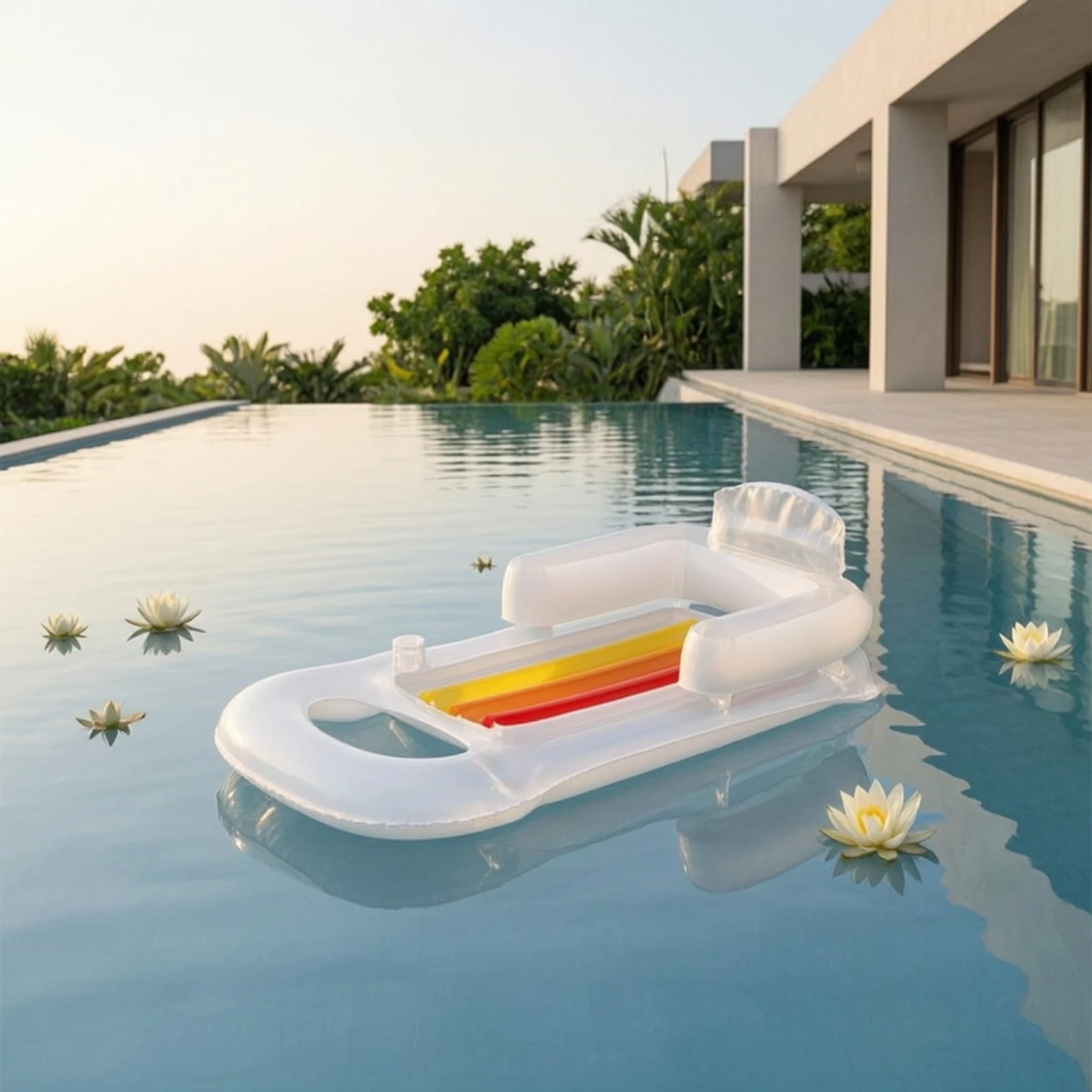 PVC Inflatable Mattress Swiming Pool Air Bed Floating Row Float Sofa Backrest Beach Summer Water Buoyancy Toy Relaxing Chair Mat