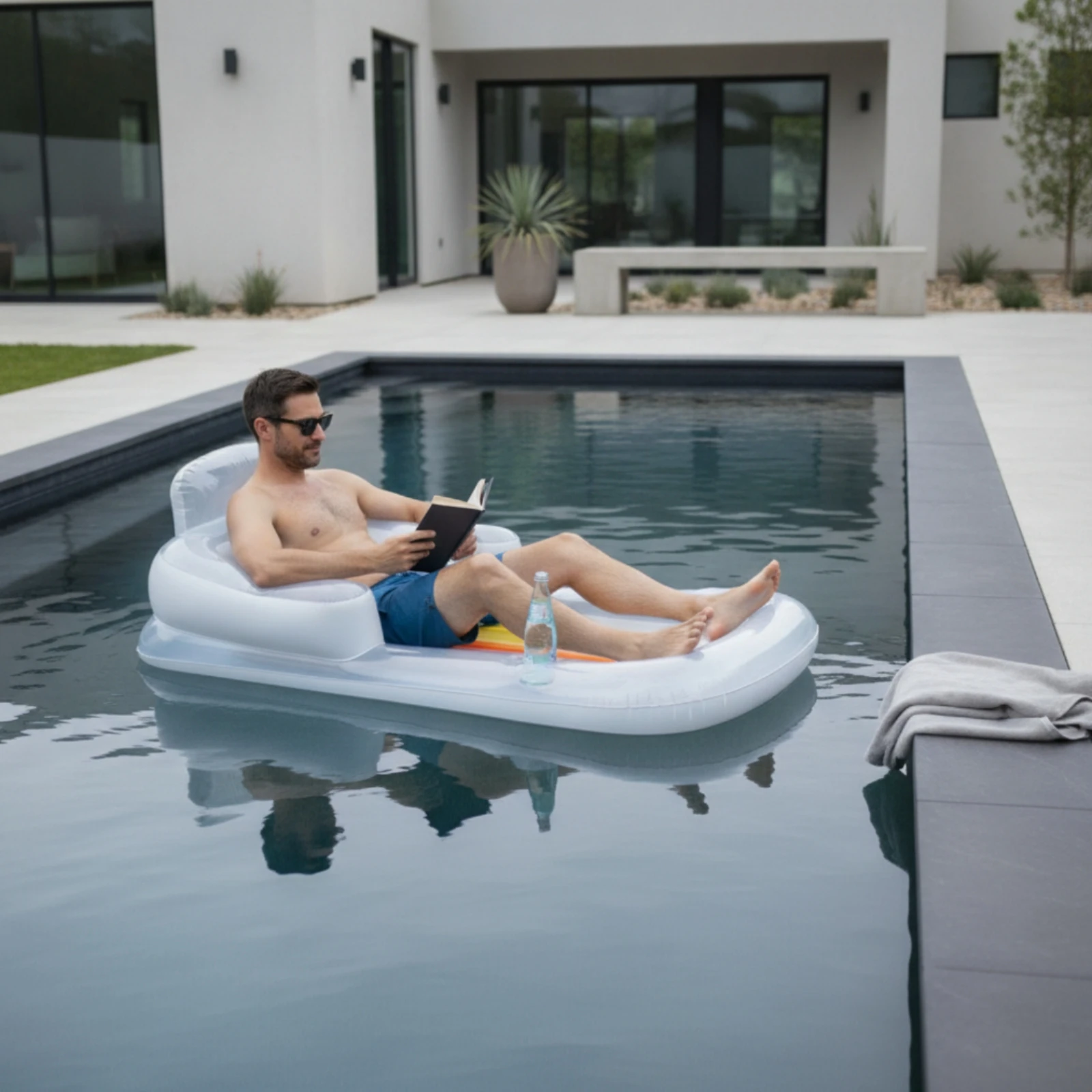 PVC Inflatable Mattress Swiming Pool Air Bed Floating Row Float Sofa Backrest Beach Summer Water Buoyancy Toy Relaxing Chair Mat