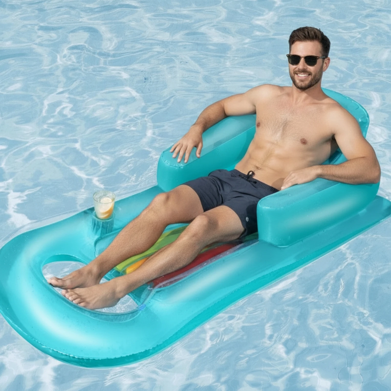 PVC Inflatable Mattress Swiming Pool Air Bed Floating Row Float Sofa Backrest Beach Summer Water Buoyancy Toy Relaxing Chair Mat