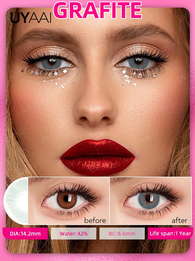 2pcs Yearly Contact Lenses Colored Contacts Beautiful Pupil Natural Contact Lenses for Eyes Color Yearly Cosmetic Contact Lens