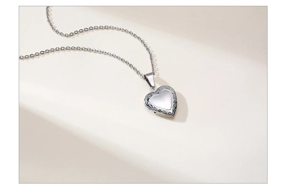 Vnox Customize Picture Name Women Necklaces Heart Locket Pendant Family Image Personalized Anniversary Gift