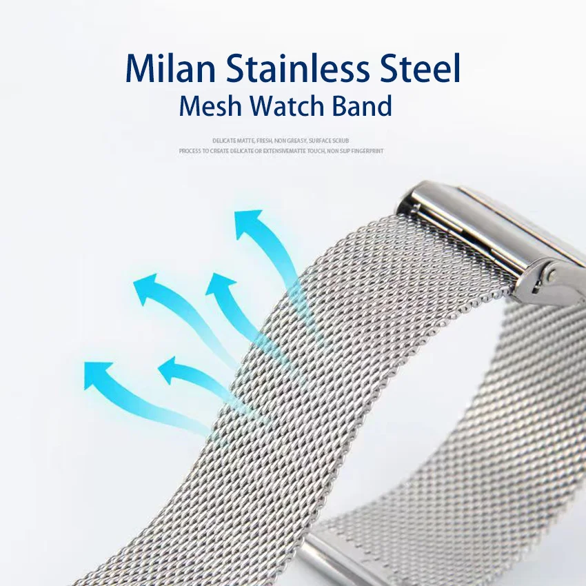 Milan Stainless Steel Mesh Watch Band , 8/10/12/13/14/15/16/17/18/19/20/21/22/24mm, Quick Release Watch Straps for Mens Women