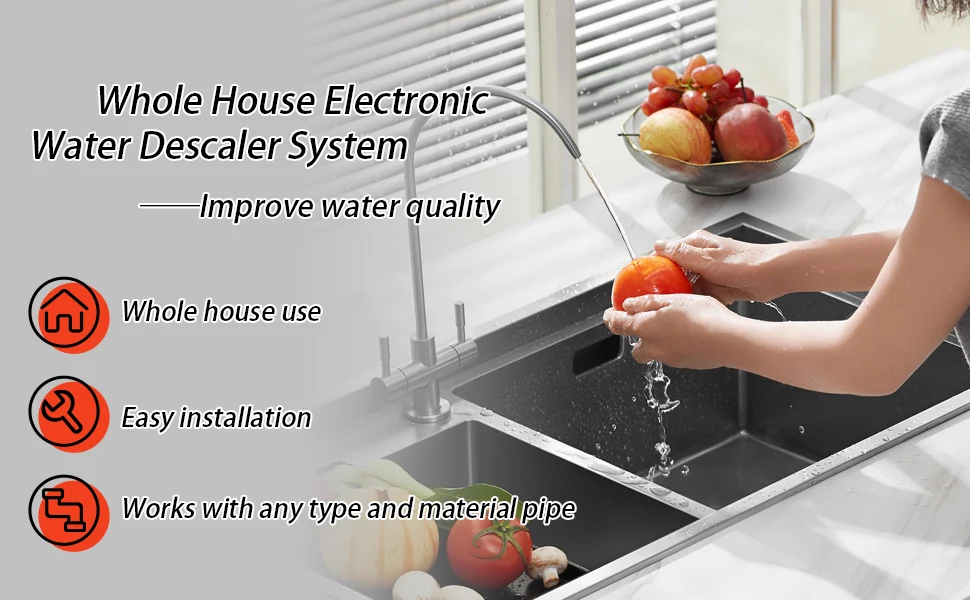 Electronic Water Descaler System Water Descaler, Alternative Electronic Salt-Free Hard Water Conditioner, Alloy Shell