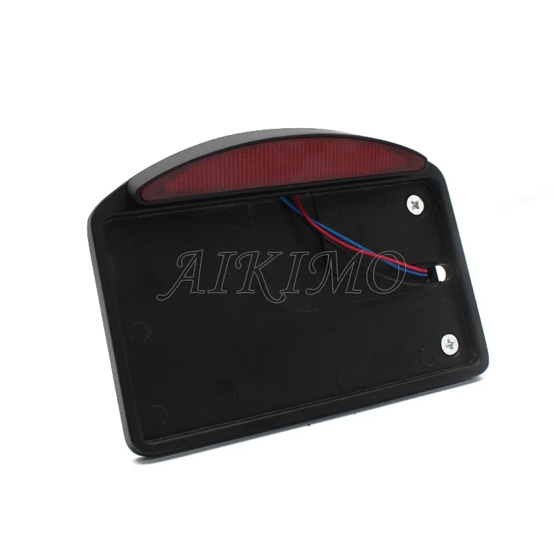 Motorcycle License Plate LED Tail Light Horizontal Side Mount Bracket Holder For Harley Bobber Chopper Custom Touring Universal