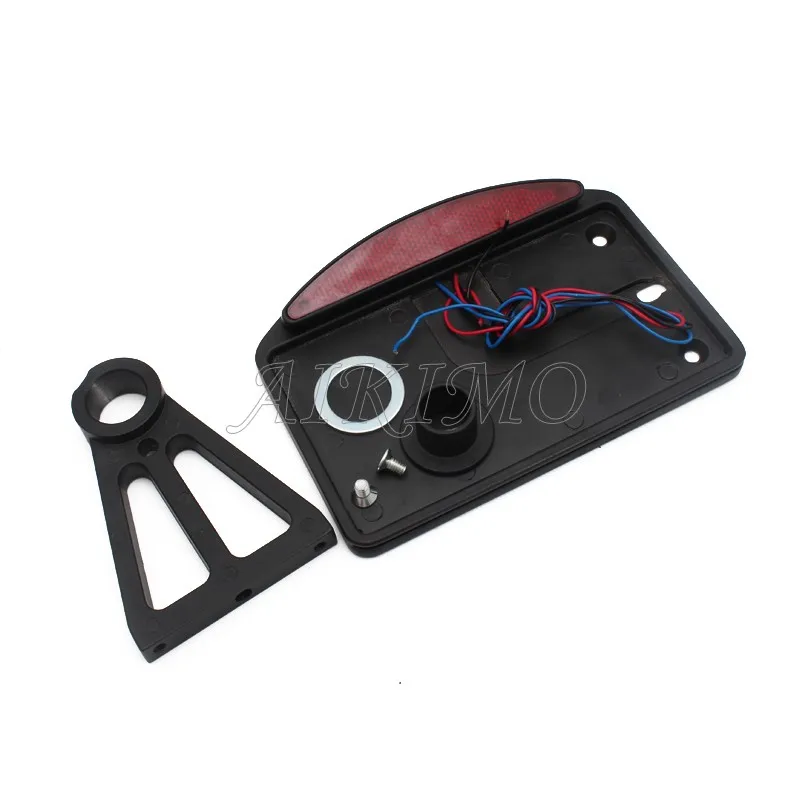 Motorcycle License Plate LED Tail Light Horizontal Side Mount Bracket Holder For Harley Bobber Chopper Custom Touring Universal