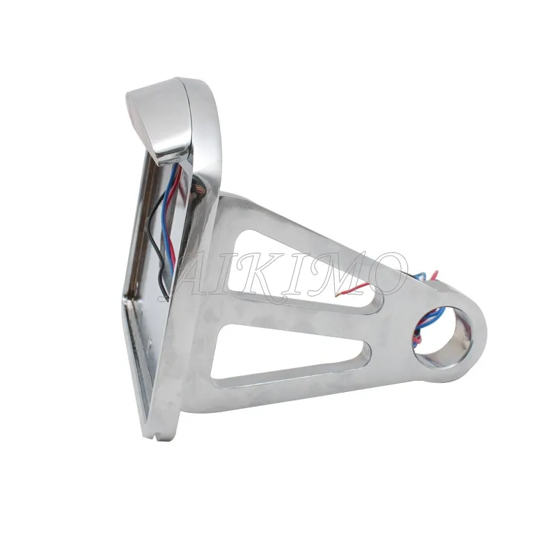 Motorcycle License Plate LED Tail Light Horizontal Side Mount Bracket Holder For Harley Bobber Chopper Custom Touring Universal