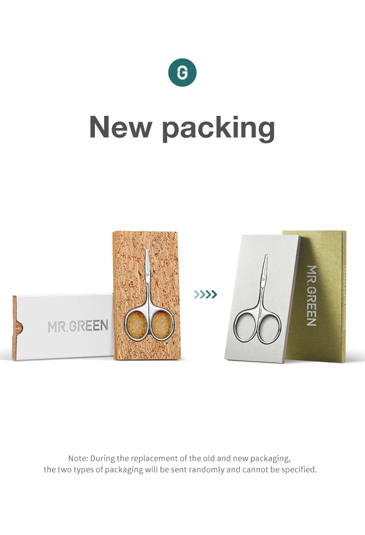 MR.GREEN Facial Hair Scissors Rounded Professional Stainless Steel Mustache Nose Hair Beard Eyebrows Eyelashes Trimming Clippers