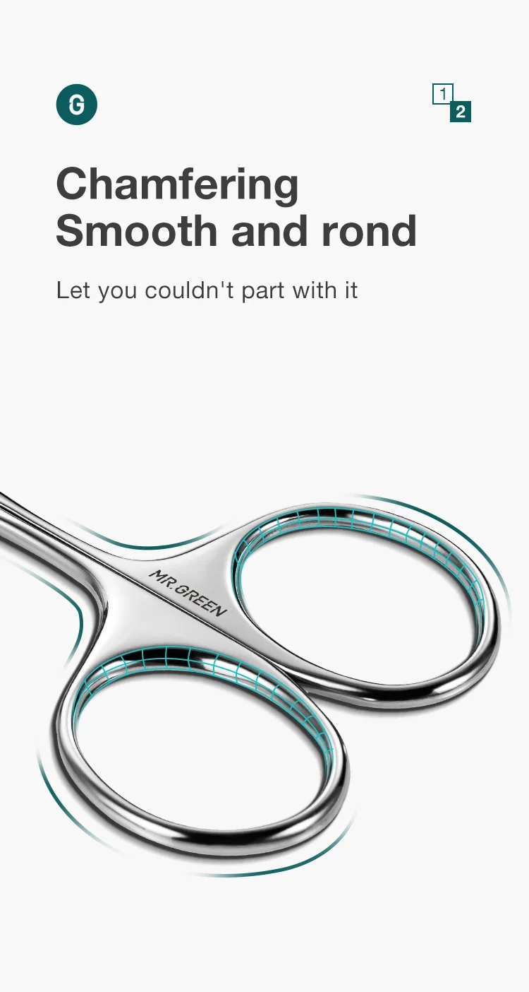 MR.GREEN Facial Hair Scissors Rounded Professional Stainless Steel Mustache Nose Hair Beard Eyebrows Eyelashes Trimming Clippers