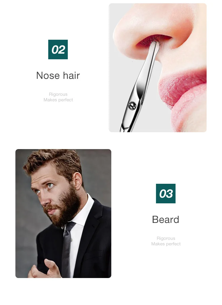 MR.GREEN Facial Hair Scissors Rounded Professional Stainless Steel Mustache Nose Hair Beard Eyebrows Eyelashes Trimming Clippers
