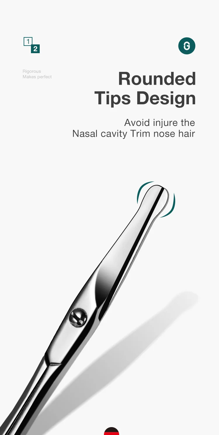 MR.GREEN Facial Hair Scissors Rounded Professional Stainless Steel Mustache Nose Hair Beard Eyebrows Eyelashes Trimming Clippers