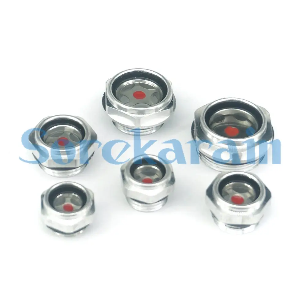 M10 M12 M14 M16 M18 M20 M22 M24 M26 M27 Metric Male Thread Aluminum Oil Gauge Sight Glass Window Hexagon Head For Air Compressor