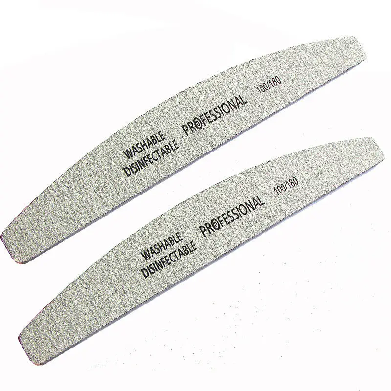 50Pcs 100/180 Nail Art Sanding Sandpaper Nail Washable Nail File Semilune Banana Buffing Curved Professional Manicure Tools Set