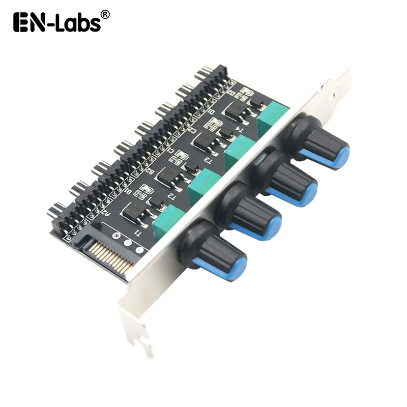 PCI Fan Speed Controller,12V Molex 4Pin or SATA Powered 6 8 Fan Hub,PWM 4 Pin CPU Radiator 3Pin Case Cooler Temperature Control