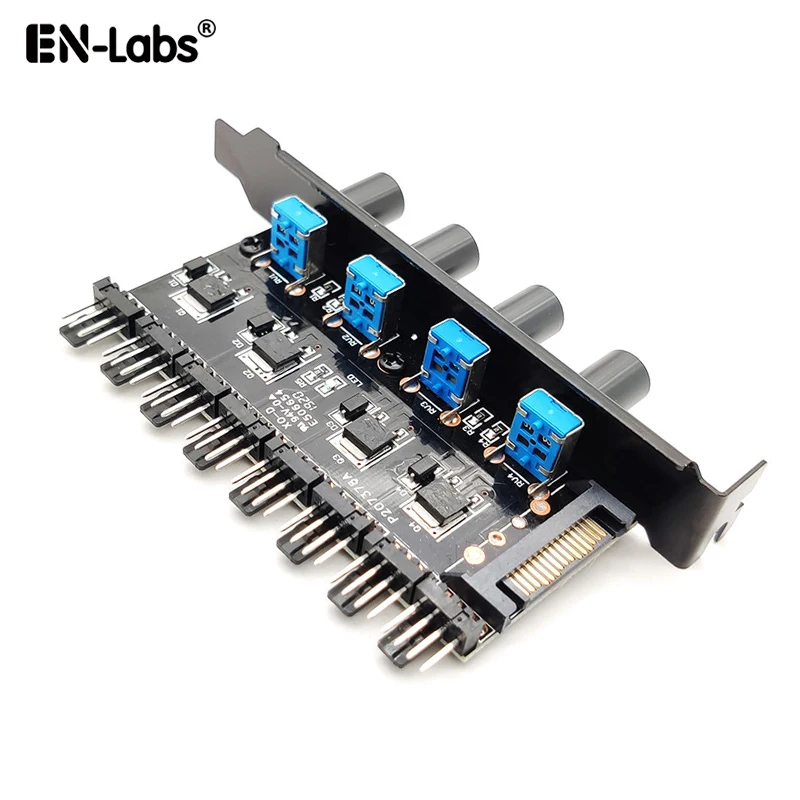 PCI Fan Speed Controller,12V Molex 4Pin or SATA Powered 6 8 Fan Hub,PWM 4 Pin CPU Radiator 3Pin Case Cooler Temperature Control