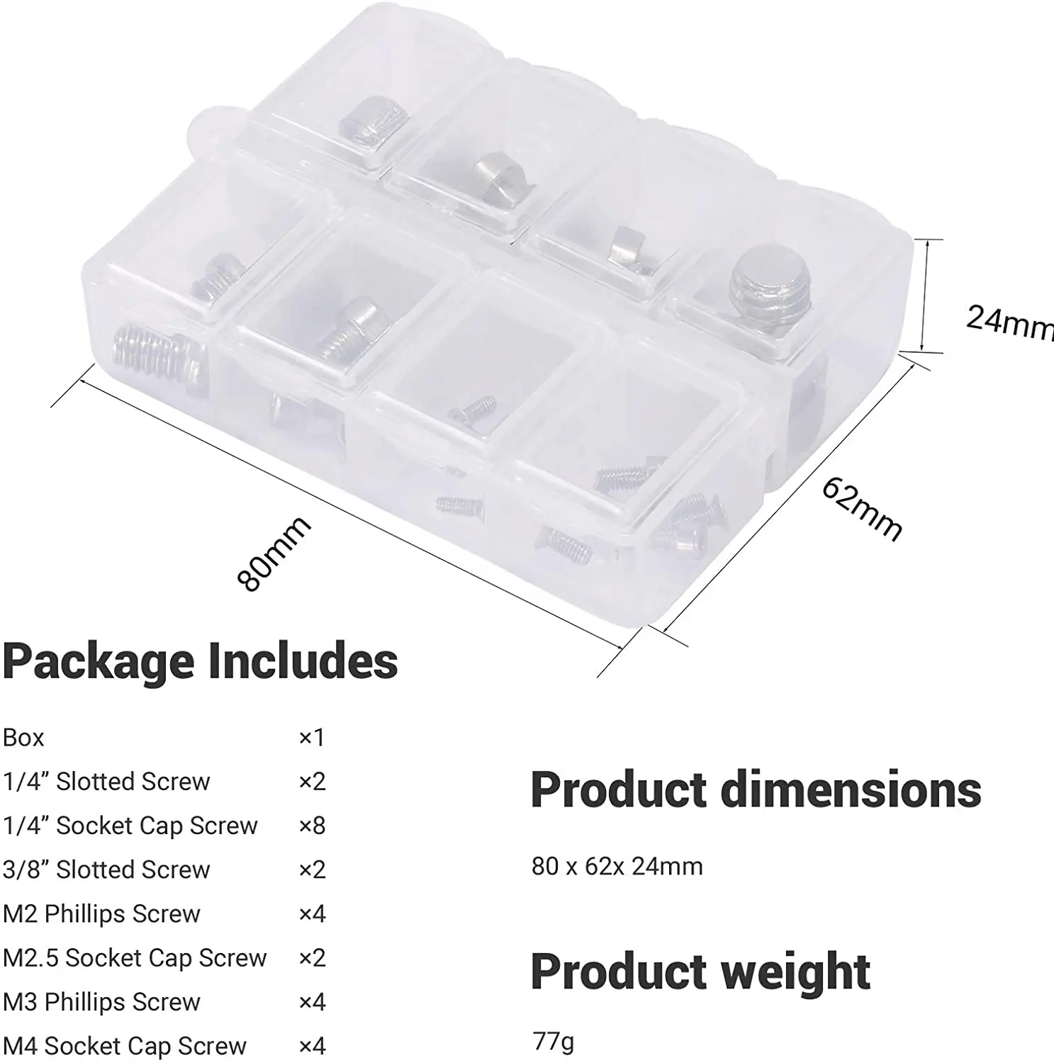 SmallRig Full Kit of 26 Screw Set Mounting Screws for Camera Cages, Handles, Plates Includes 1/4”, 3/8”, M2, M2.5, M3/M4 AAK2326