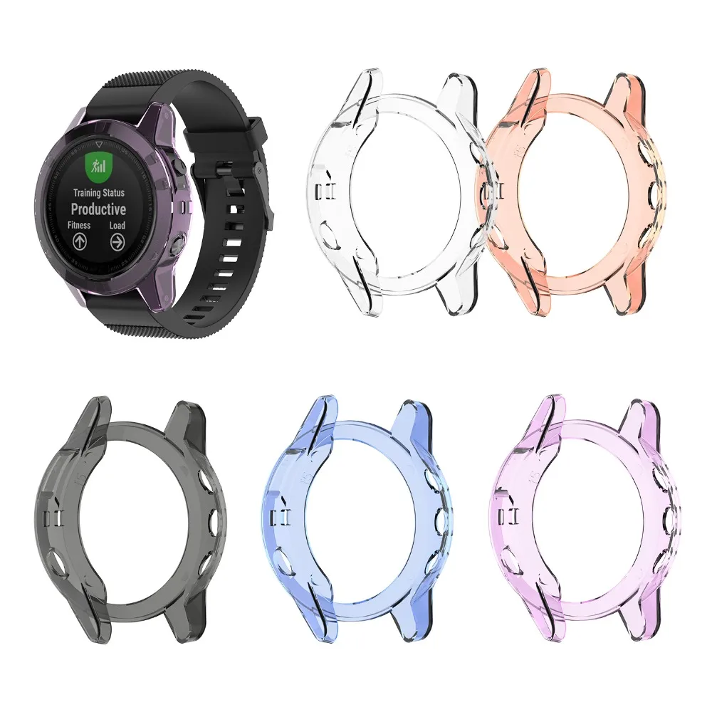 Soft TPU Protector Case For Garmin Fenix 5 5S 5X Plus Clear Protective Shell Frame Bumper Cover