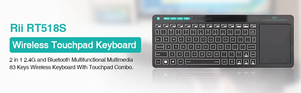 Rii K18S Wireless Backlit Russian Mini Bluetooth Keyboard with Multi-Touch For Smart TV Android TV Box,IPTV HTPC,PC