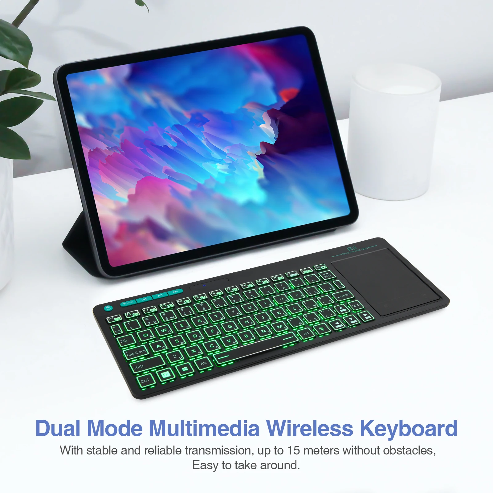 Rii K18S Wireless Backlit Russian Mini Bluetooth Keyboard with Multi-Touch For Smart TV Android TV Box,IPTV HTPC,PC