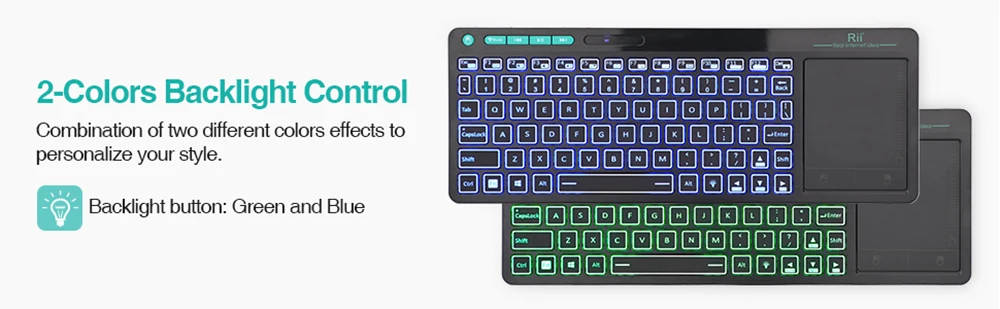 Rii K18S Wireless Backlit Russian Mini Bluetooth Keyboard with Multi-Touch For Smart TV Android TV Box,IPTV HTPC,PC