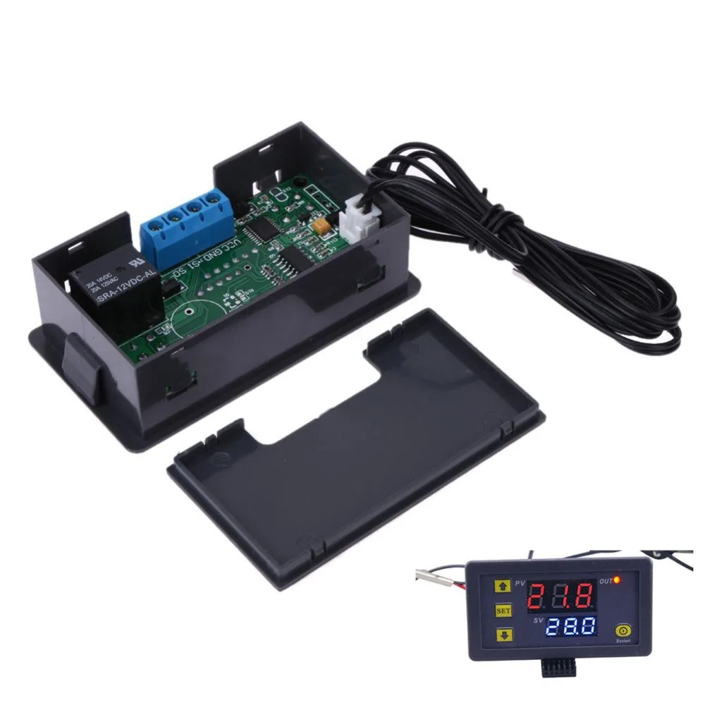 W3230 12V 24V AC110-220V Probe line 20A Digital Temperature Control LED Display Thermostat With Heat/Cooling Control Instrument