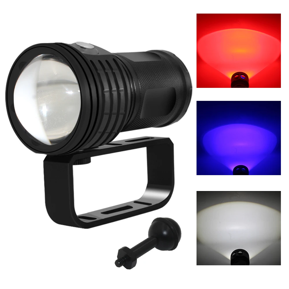 Tactical Underwater 100m LED Diving Flashlight Waterproof COB LED 10800Lumens Photography Video Fill Light Torch 4*18650 Battery