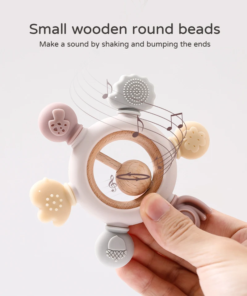 1pc Baby Teether Music Rattles for Kids Animal Crochet Rattle Elephant Giraffe Ring Wooden Babies Gym Montessori Children's Toys