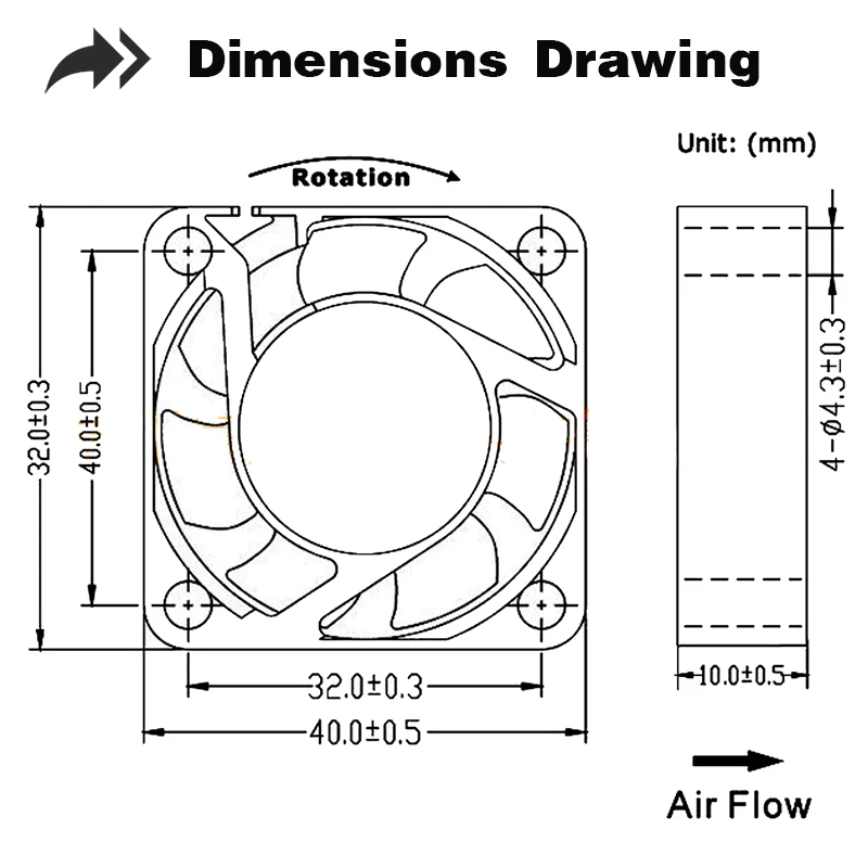 2 Pieces DC 24V 12V 5V 40mm x 40mm x 10mm 2-Pin Ball Bearing Computer PC Case Cooling Fan 4010 3D Printer Fan