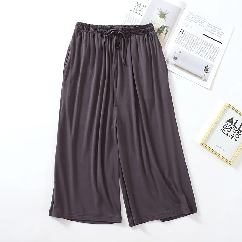 Summer Japanese Style Loose Cropped Trousers Ladies Modal Thin Shorts Solid Color Wide Leg Large Size Home Pants Womens Bottoms
