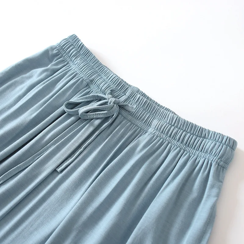 Summer Japanese Style Loose Cropped Trousers Ladies Modal Thin Shorts Solid Color Wide Leg Large Size Home Pants Womens Bottoms