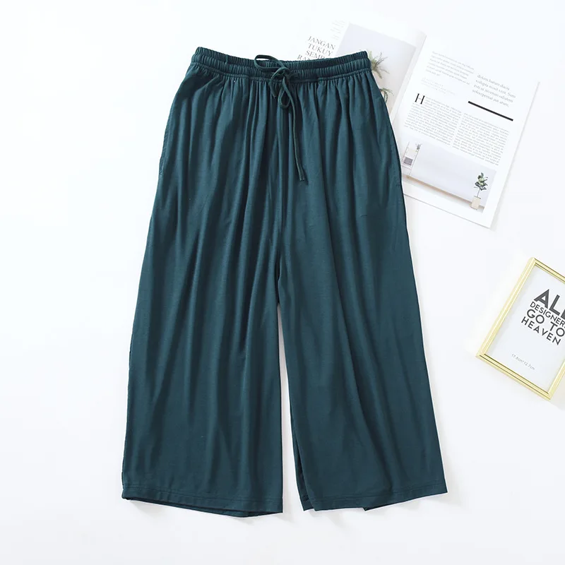 Summer Japanese Style Loose Cropped Trousers Ladies Modal Thin Shorts Solid Color Wide Leg Large Size Home Pants Womens Bottoms